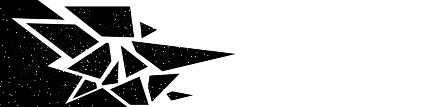 Abstract background with black and white broken shapes. Modern dark abstract vector texture.