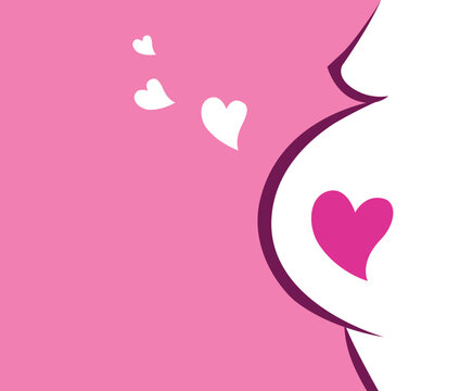 Great expectation of baby girl! Stylized vector illustration of pregnant woman.