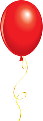 Red balloon with dangling curly ribbon in vector format