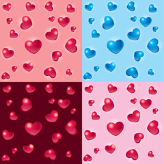 Vector set of Valentine heart patterns