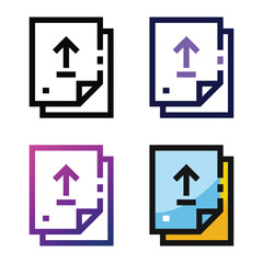 Upload file icon design in four variation color