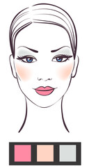 Beauty women face with makeup vector illustration