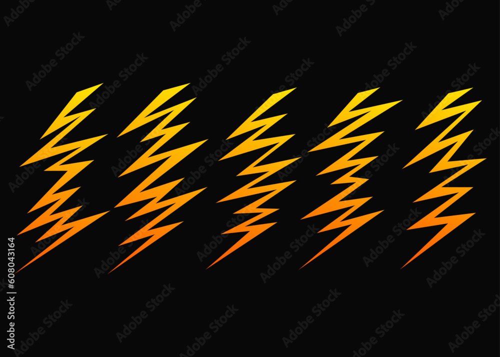 Poster various lightning vector sets. lightning pattern set. yellow lightning pattern