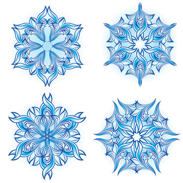 Set of snowflakes on a white background. Vector illustration #2