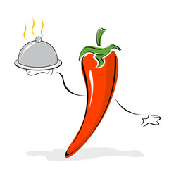 illustration of pepper chef cooking on white background