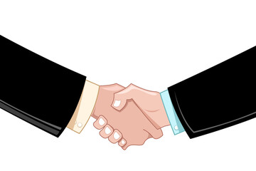 illustration of business deal with hands on white background