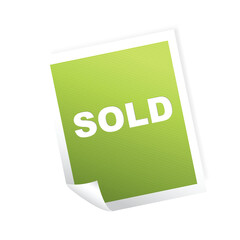 illustration of sold tag on white background