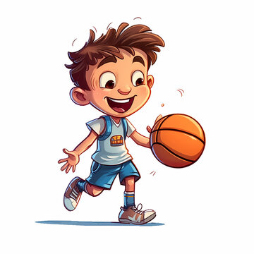 cartoon boy playing basket ball. Generative AI