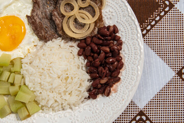 typical brazilian food plate seen from above