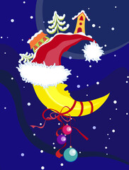 Obraz na płótnie Canvas Vector Christmas & New-Year's moon
