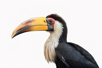 Obraz premium Image of hornbill on a white background. Bird. Wild Animals. illustration. Generative AI.