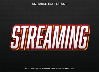 streaming editable text effect template with abstract background and 3d style use for business brand and logo