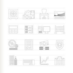 bank, business, finance and office icons - vector icon set