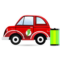 illustration of battery car on white background
