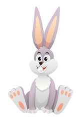 Cute little bunny sitting cartoon illustration