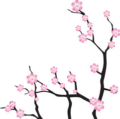 Fototapeta premium Oriental cherry branch. Vector Illustration