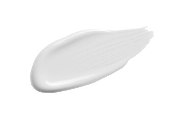 Pure White cosmetic face creme, body lotion, moisturiser smear swipe. Skin care product smudge swatch isolated on transparent background. BB CC cream texture