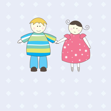 Illustration of Boy and Girl on white background.Vector illustration