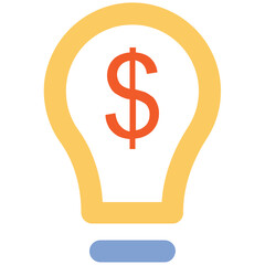 Dollar and bulb, icon of business idea  