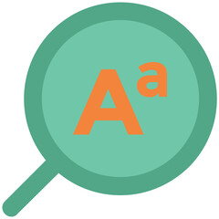 Magnifier and alphabets, icon of search words 
