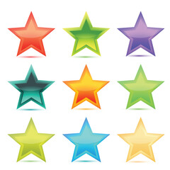 illustration of colorful stars on white background