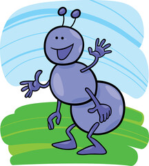 cartoon illustration of funny ant