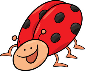 cartoon illustration of funny ladybug
