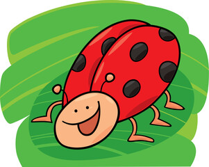 cartoon illustration of funny ladybug