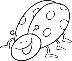 cartoon illustration of funny ladybug for coloring book
