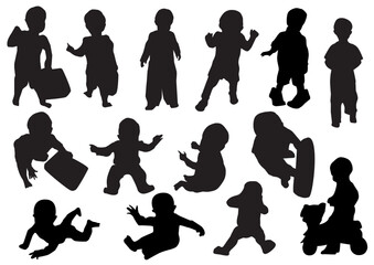 vector illustration of silhouettes of children