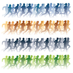 Crowd of young people running. Sport vector illustration.