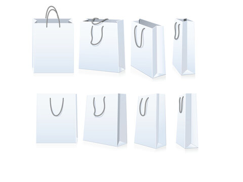 Set of shopping bag in different views and positions