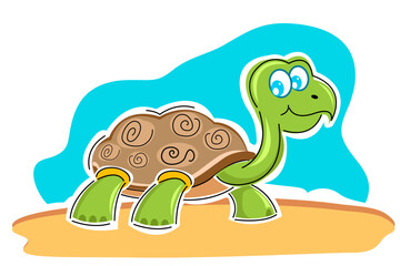 illustration of happy tortoise on white background