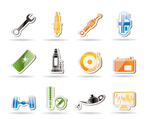 Simple Car Parts and Services icons - Vector Icon Set 1