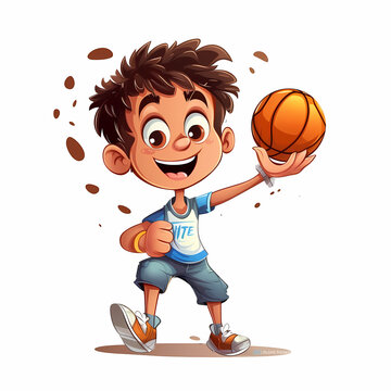 cartoon boy playing basket ball. Generative AI