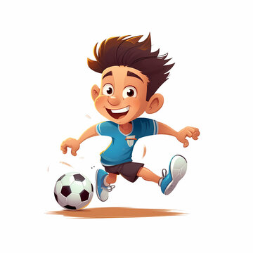 cartoon boy playing football. Generative AI