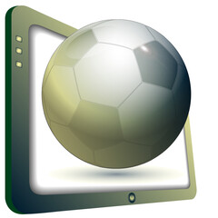 Football against the monitor of the modern TV