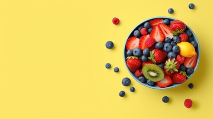 Obraz premium blueberries and strawberries in a bowl