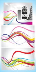 abstract  colorul wave background set vector illustration