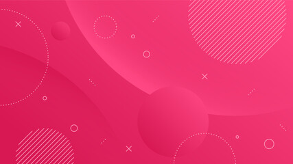 Modern Abstract Background with Motion Round Circle Wave Retro Memphis and Red Pink Gradient Color