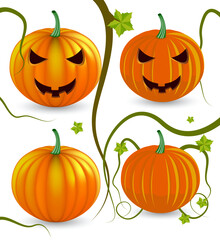 Vector halloween pumpkins. One gradient mesh version and one simple version.