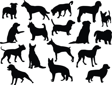 dogs silhouette collection vector