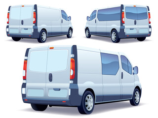 Commercial vehicle - delivery van on white background.