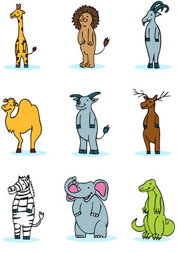 Set of 9 wildlife animals.