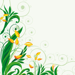 Border made of flourishes and floral patterns on a light green background.