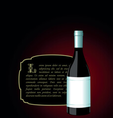 Illustration the elite wine bottle with white blank label for design invitation card - vector