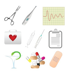 Fototapeta na wymiar Collection of medical themed icons. Vector