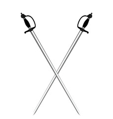 Illustration by two silver swords of white background - vector