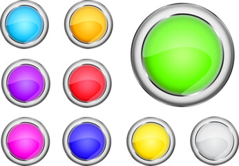 round colorful shiny icon set. Vector illustration isolated on white background. EPS10