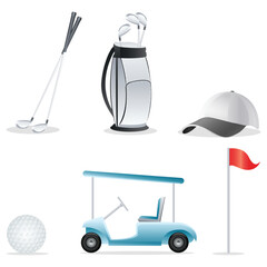 illustration of golf elements on an isolated background